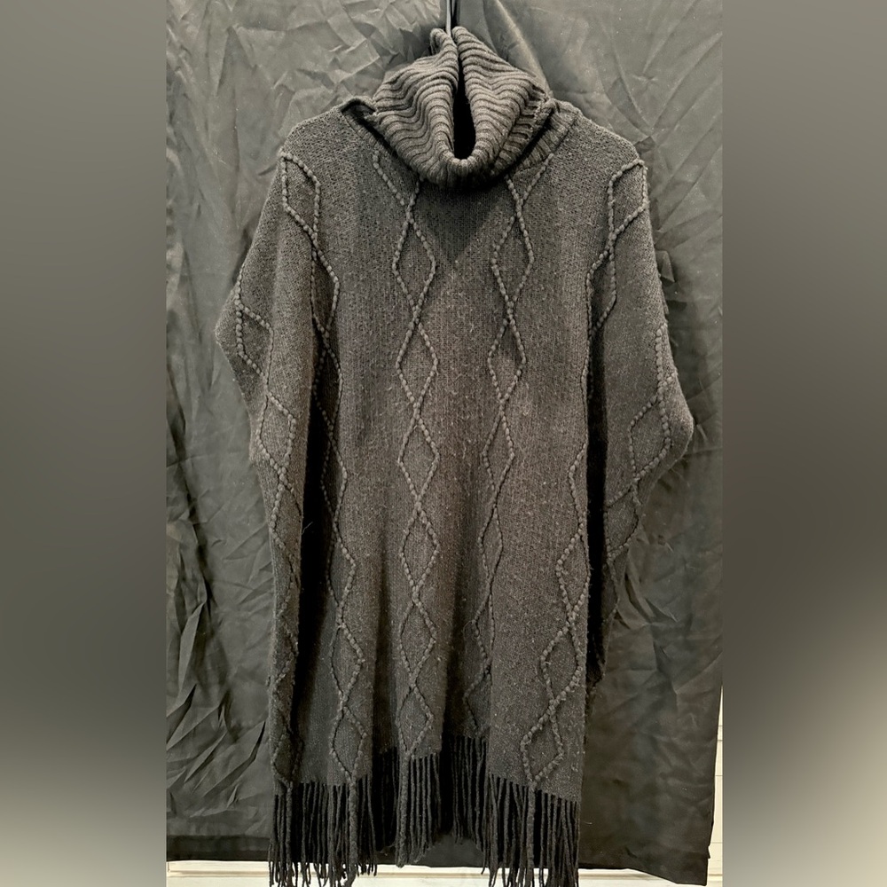 Time and Tru Black Knit poncho